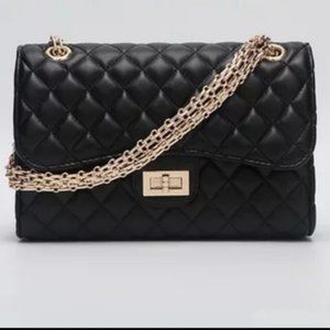 Real Stunner Black Leather Quilted Crossbody